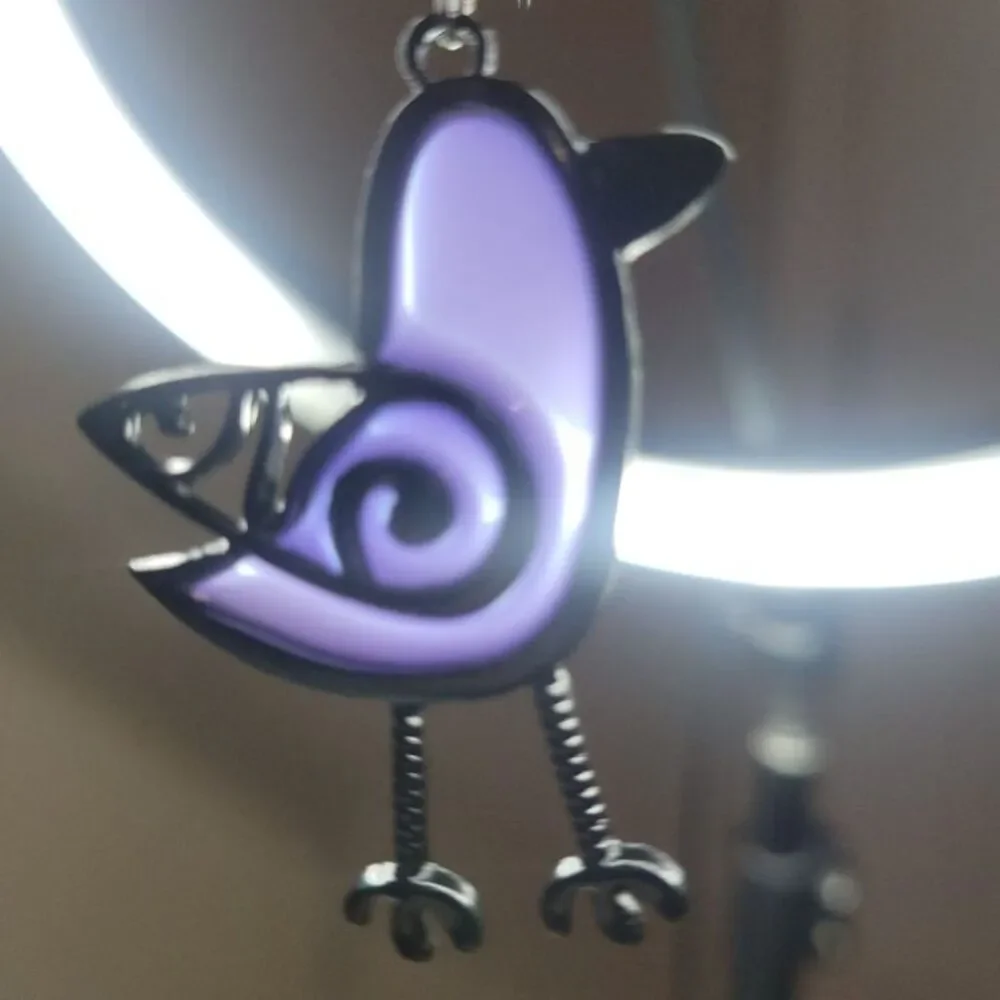 NWT 1970s Vintage Style Royal Purple Translucent Stained Glass Bird Earrings